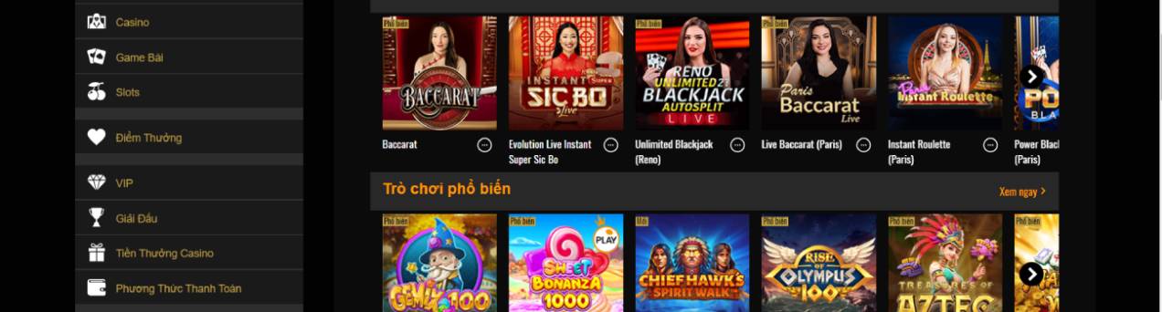 Trò chơi tại Livecasinohouse